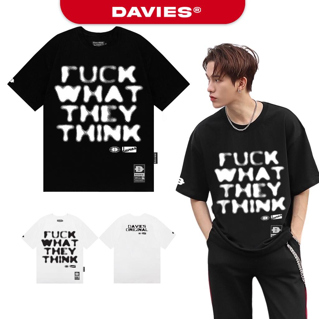 Áo phông nam nữ form rộng tay lỡ màu đen tee local brand FWTT DAVIES |D26-T7