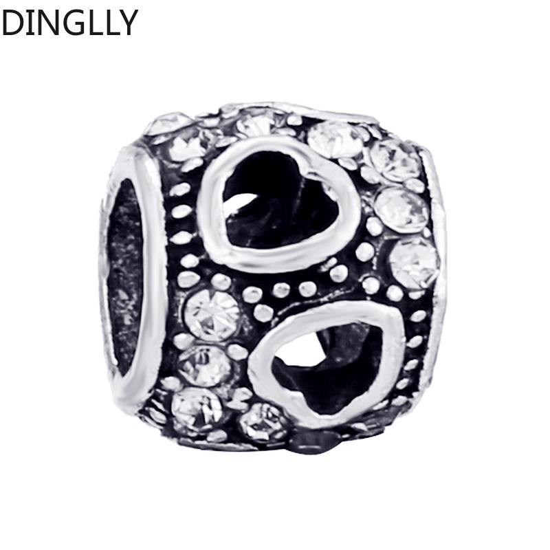 Hạt Xâu Chuỗi Bằng Hợp Kim Bạc Màu Sắc Trắng Hình Trái Tim Dùng Làm Trang Sức Diy