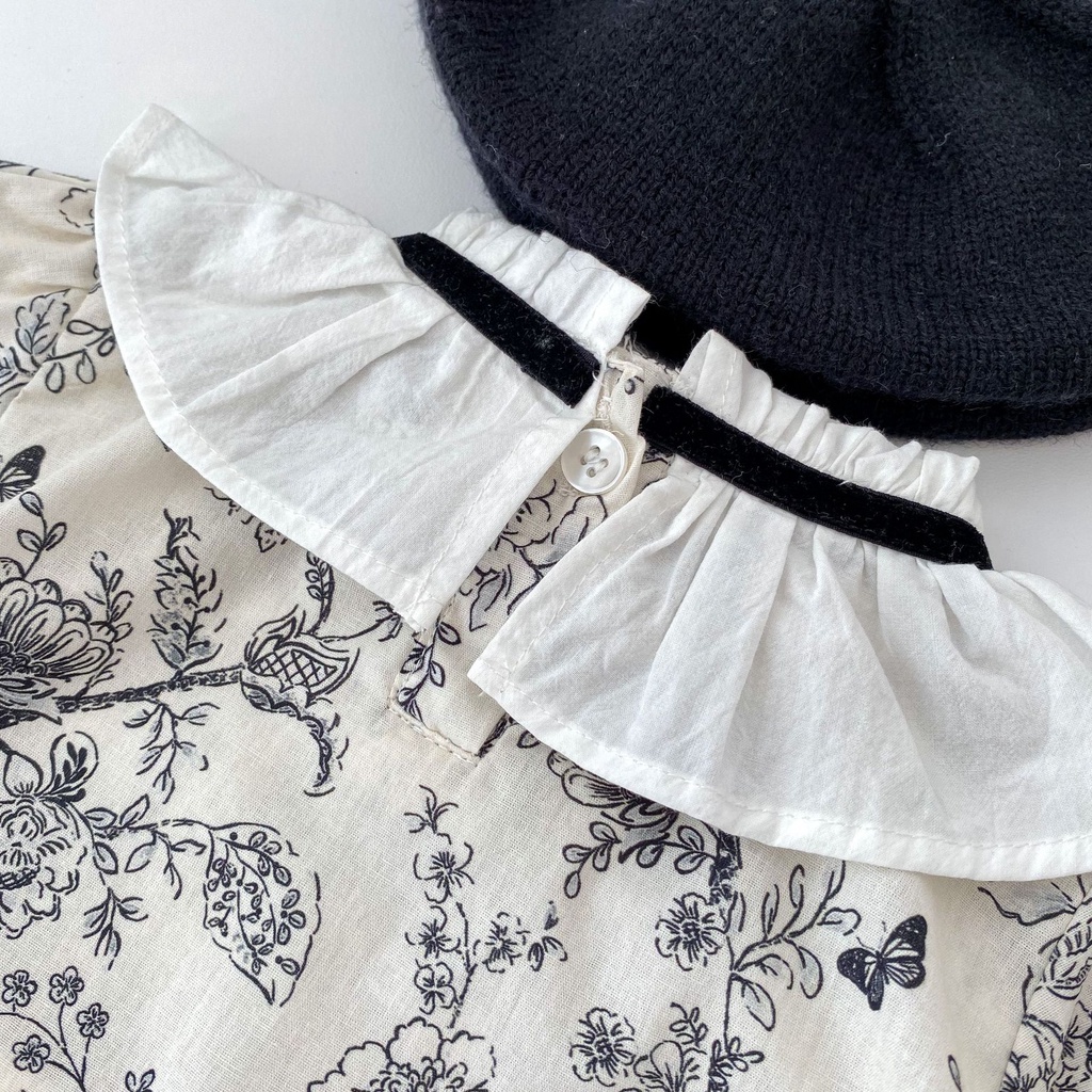 Bộ Đồ Áo Tay Dài Phối Ren Thắt Nơ + Quần Dài Phong Cách Mới Dành Cho Bé Gái 2023