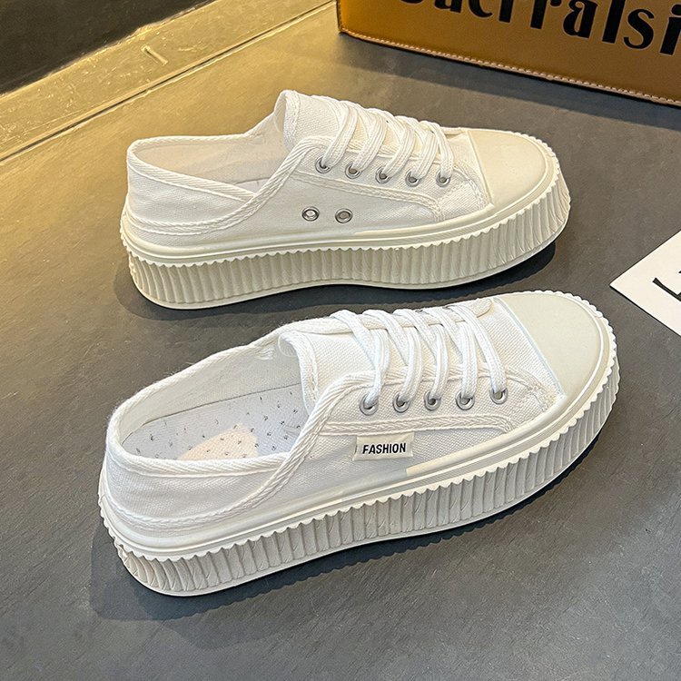 Giày Thể Thao Vải Canvas Đế Dày Buộc Dây Mẫu Mới 2023 Thời Trang Xuân Thu Cho Nữ