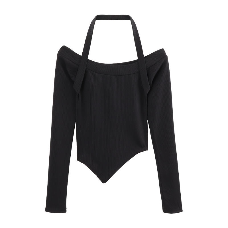 Áo Thun Tay Dài Hở Va, Áo thun trễ vai vạt chéo chất thun bo zip dày dặn co giãn thoải mái