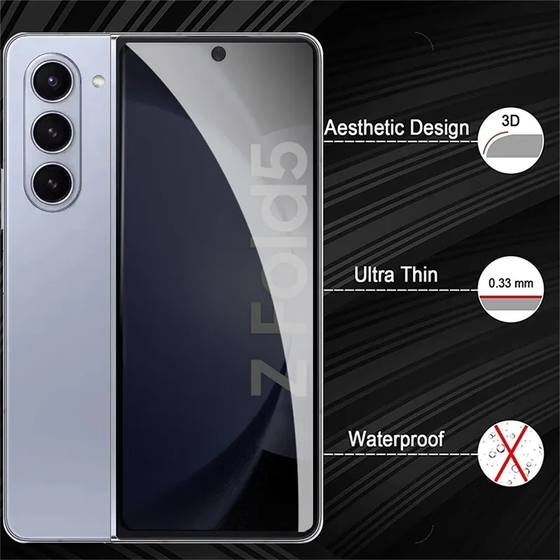 2In1 Privacy Tempered Glass for Samsung Galaxy Z Fold 5 5G fold5 zfold5 Screen Protector Protective Film （Anti Spy Glass / clear glass）