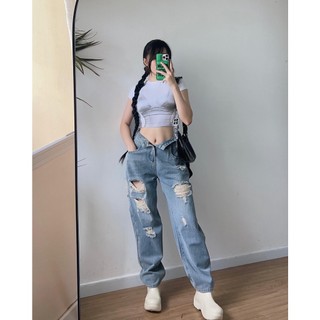 Quần jean XANH NHẠT RÁCH 2