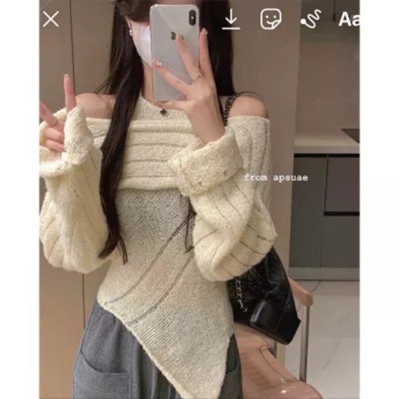 SUXI Áo Dệt Kim Dài Tay Màu Trơn Dáng Ôm Thời Trang Mùa Xuân Dành Cho Nữ