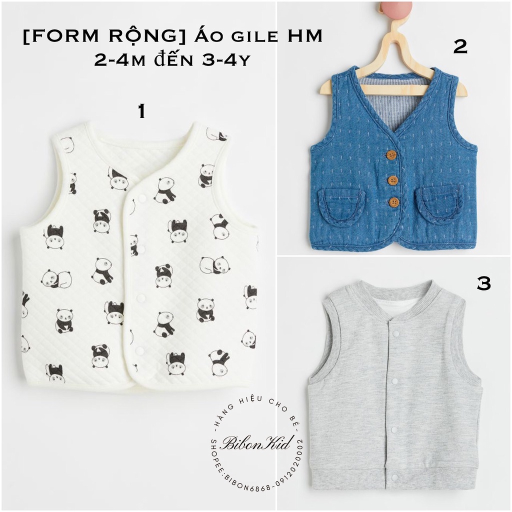 Áo gile form rộng HM US/ JAPAN 2-4m đến 3-4y