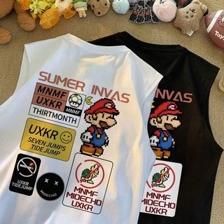 Áo khoác bé trai (1-14y) 100% cotton không tay áo phông bé trai hàng đầu phong cách hàn quốc mỹ thời trang in rời trẻ em mặc budak lelaki baju