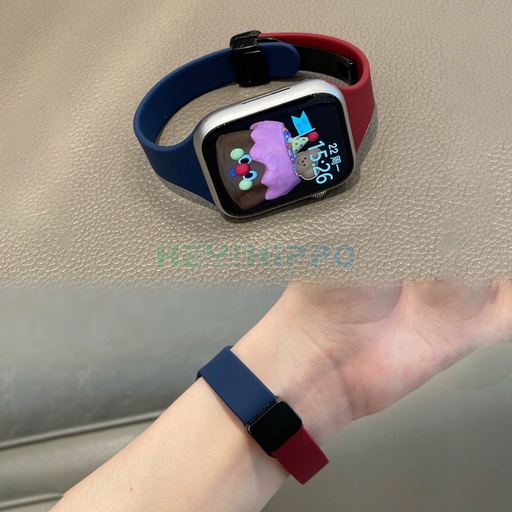 Dây Đeo silicone Khóa Nam Châm Gấp Được Cho Đồng Hồ Thông Minh iwatch 45 / 44 / 42 / 41 / 40 / 49 / 38mm series 8 / 7 / 6 / 42 / 41 / 40 / 49