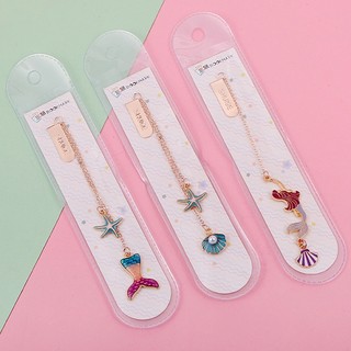 Bookmark kim loại với dây chuyền kim loại mặt hình cô gái xinh đẹp