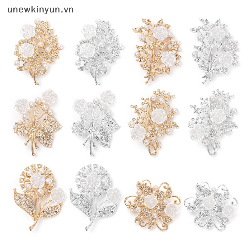 Ghim Cài Áo Hình Hoa Đính Đá Ngọc Trai Lấp Lánh Chống Ánh Sáng Thời Trang Cho Nữ