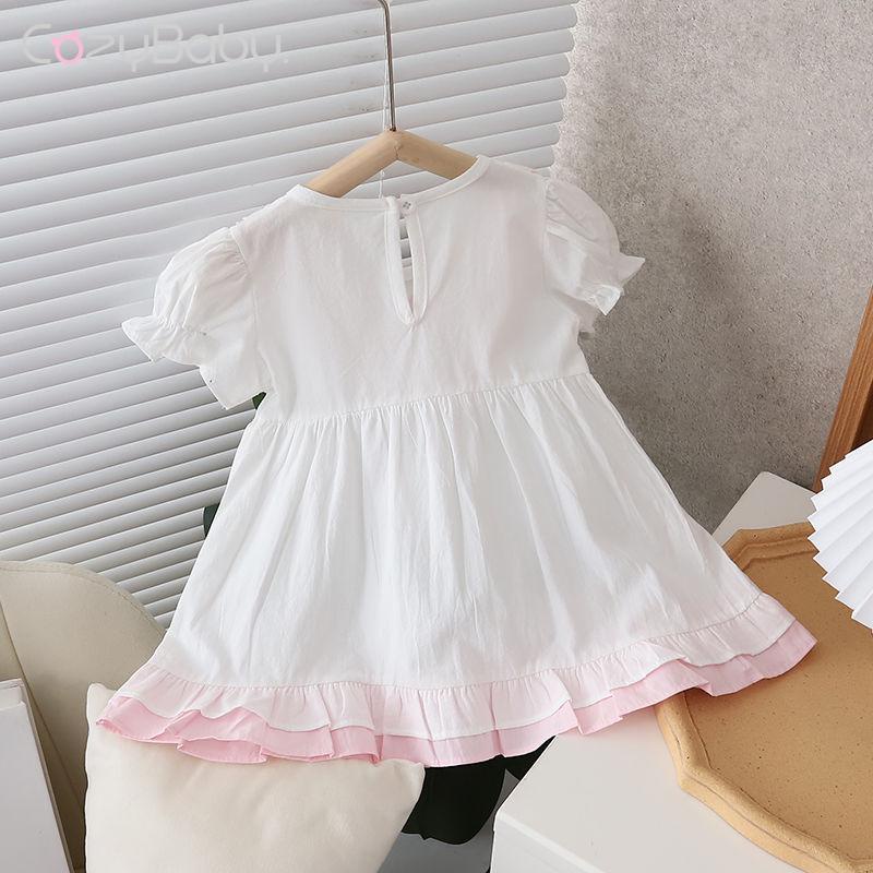 Đầm Công Chúa Cổ Tròn Họa Tiết Trái Tim Cho Bé Gái