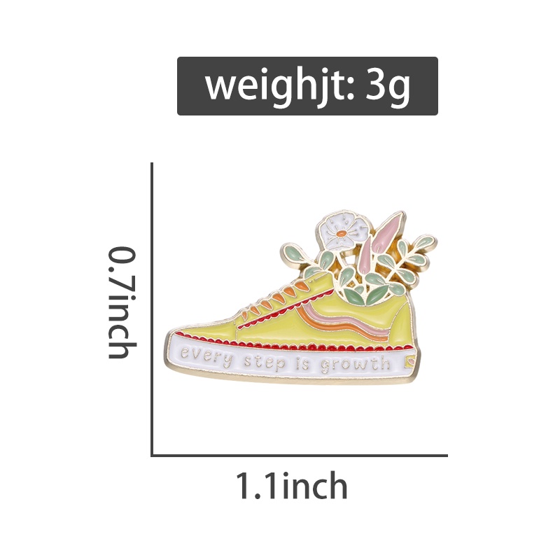 Ghim Cài Áo Tráng Men In Chữ Every Step Is Growth Cá Tính