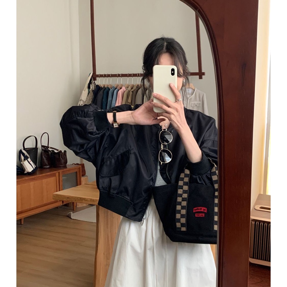 Áo Khoác Bóng Chày Ngắn Dáng Rộng Phong Cách Hàn Quốc Thời Trang Mùa Xuân 2023 Cho Nữ Nhìn 2FGH