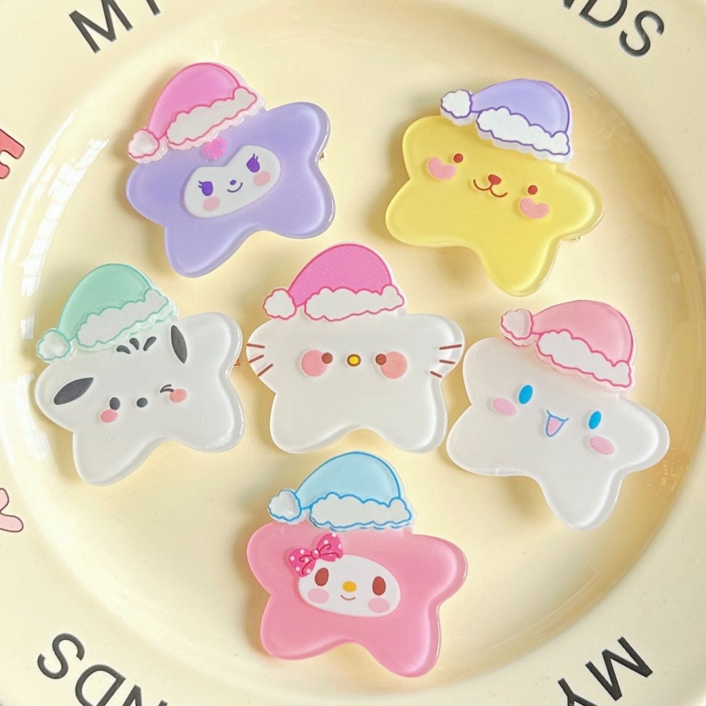 Sanrio Kẹp Tóc Nhựa acrylic Hình Hello Kitty / Trái Tim Dễ Thương Cho Nữ Thời Trang
