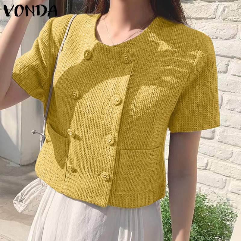 Áo Thun Tay Ngắn Cổ Tròn Màu Trơn Có Túi Bên Hông Phong Cách Hàn Quốc Thời Trang Cho Nữ