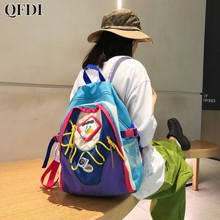 Qfdi ba lô đi học kiểu dáng đơn giản phù hợp với học sinh trung học nữ sinh trung học thời trang màu sắc phù hợp với nhiều màu