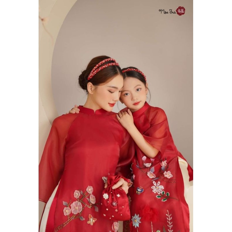 🥰 sét áo dài câch tân tết bé gái cao cấp hàng thiết kế đẹp nhẹ nhàng cam kết ảnh thật đín hoa nổi