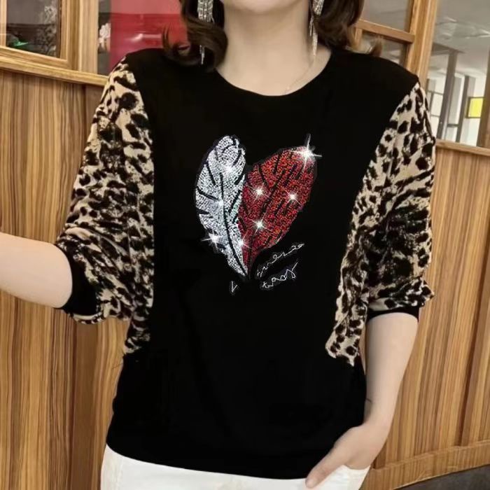 Áo Thun Tay Dài Cổ Tròn Thời Trang Mùa Thu Cho Phụ Nữ Trung Niên