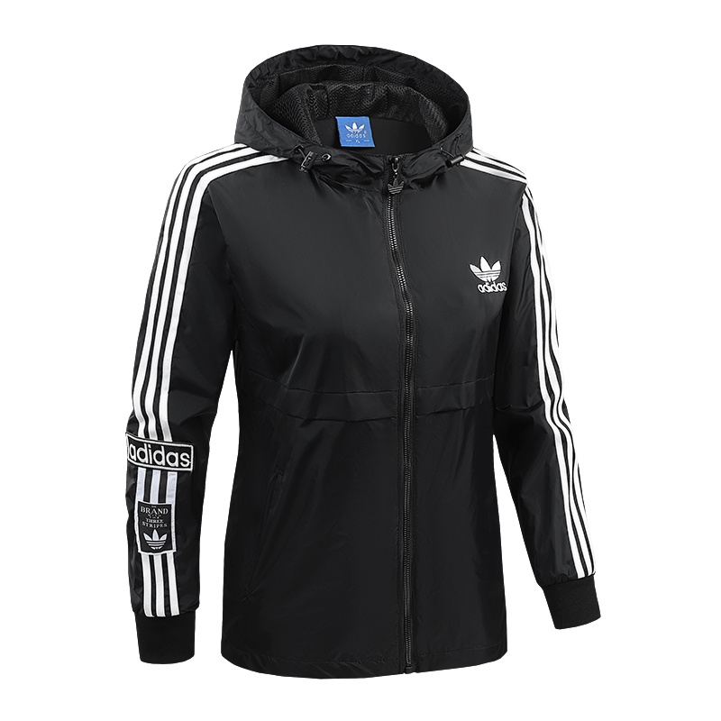 Thêu logo adidas áo gió có mũ trùm đầu ban đầu áo gió nữ áo gió thể thao áo gió ngoài trời