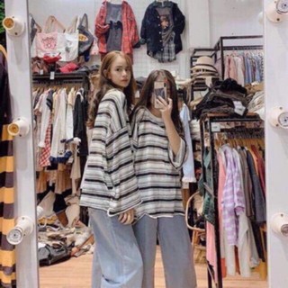 Ship hỏa tốc- Áo len mỏng kẻ tay rộng oversize hot