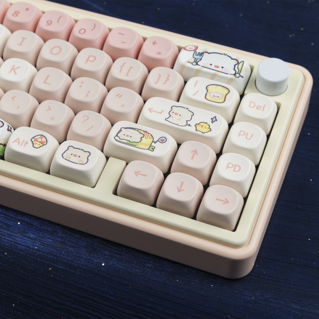 Heo Hồng Keycaps MOA Profile Hoạt Hình Dễ Thương PBT Dye Sub bàn phím cơ Keycap