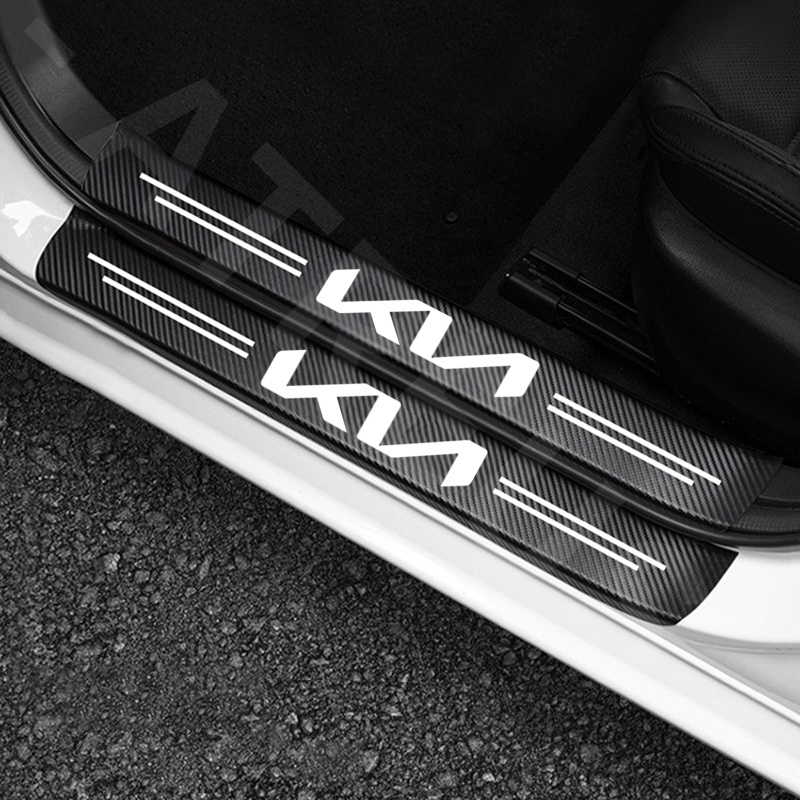 Miếng dán cửa ô tô kia mới miếng dán bảo vệ da bằng sợi carbon ngưỡng tự động chống trầy xước cho kia sonet sportage sorento rio picanto seltos carens grand carnival sedona