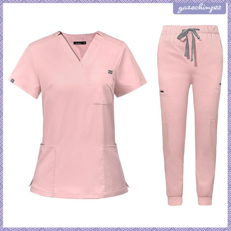 Uniforms scrub set nurse top pants bộ đồ làm việc cho cửa hàng thú cưng spa beauty salon