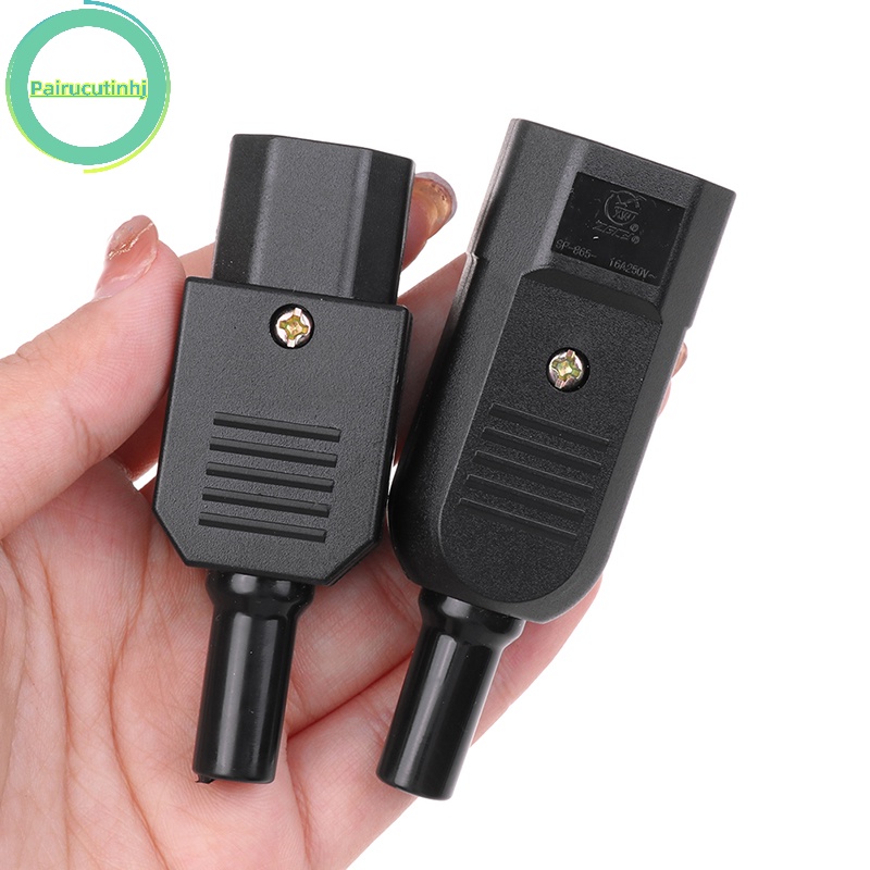 Pairhj 1pc 16a 250v đầu nối phích cắm cáp thẳng c13 c14 3 pin nữ đầu cắm nam vn