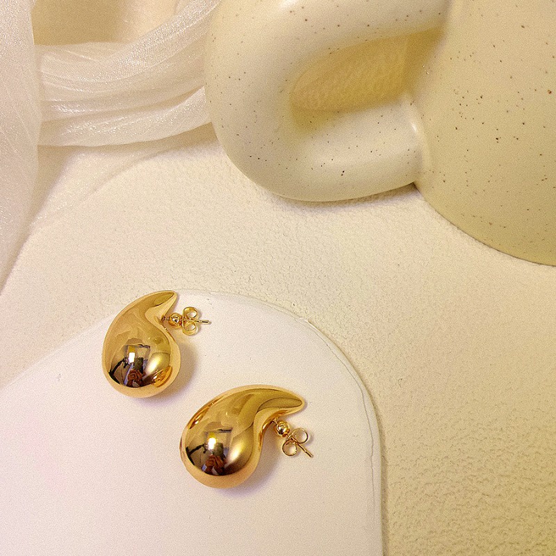 Hoa tai beanie kim bạc sành điệu mới, hoa tai đinh tán phong cách dấu phẩy kim loại, hoa tai đa năng cho nữ