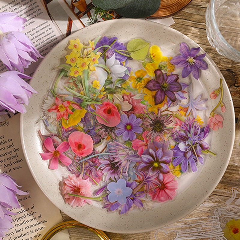 62 cái chai câu chuyện dòng gói dán hoa trang trí tự làm trong suốt không thấm nước pet hoa dán chai