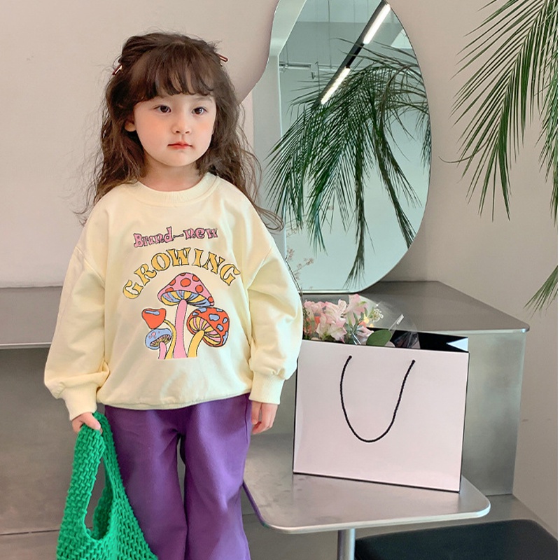 Ready stocks 2-10y áo khoác trẻ em cotton giản dị ngọt ngào áo chui đầu mồ hôi dễ thương áo sơ mi rời vừa vặn mùa thu dài tay thời trang cho bé gái