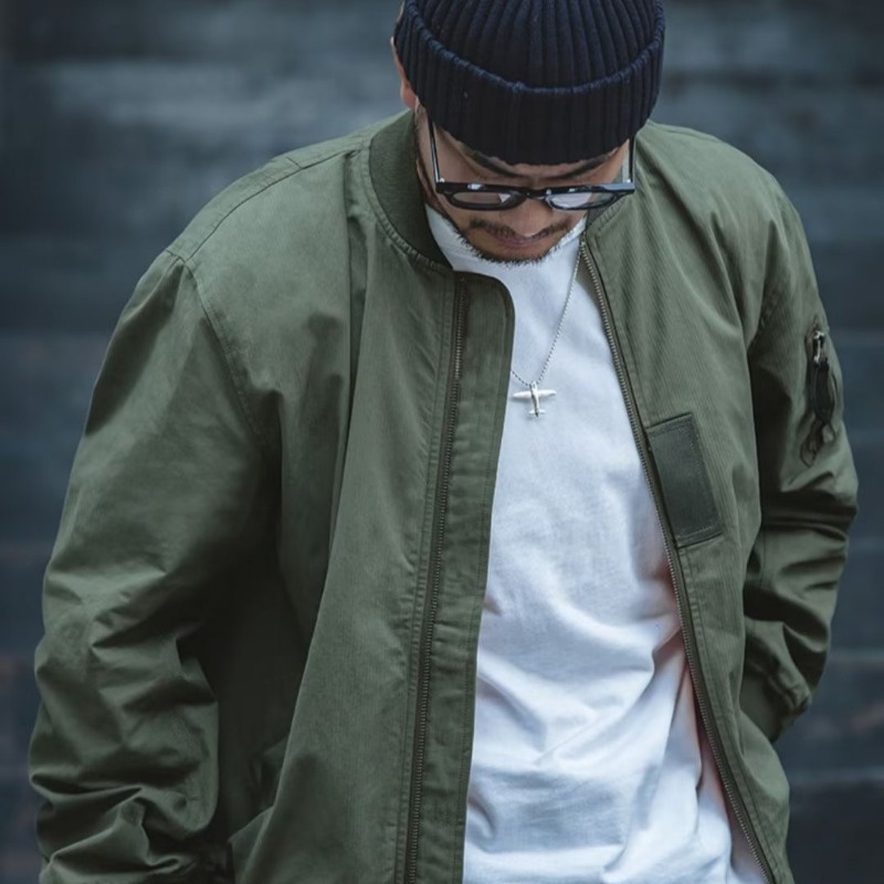 Air ma1 bomber jacket đồng phục học sinh phong cách quân đội áo khoác retro đồng phục bóng chày nam hợp thời trang mùa thu
