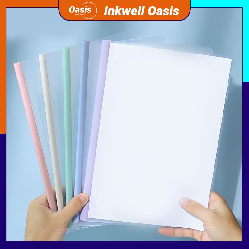 Morandi màu a4 thư mục tệp thanh trượt thanh kéo dày kẹp thanh hình chữ u-thư mục nhựa thông tin trong suốt kẹp sách kiểm tra sinh viên giấy văn phòng kẹp hồ sơ