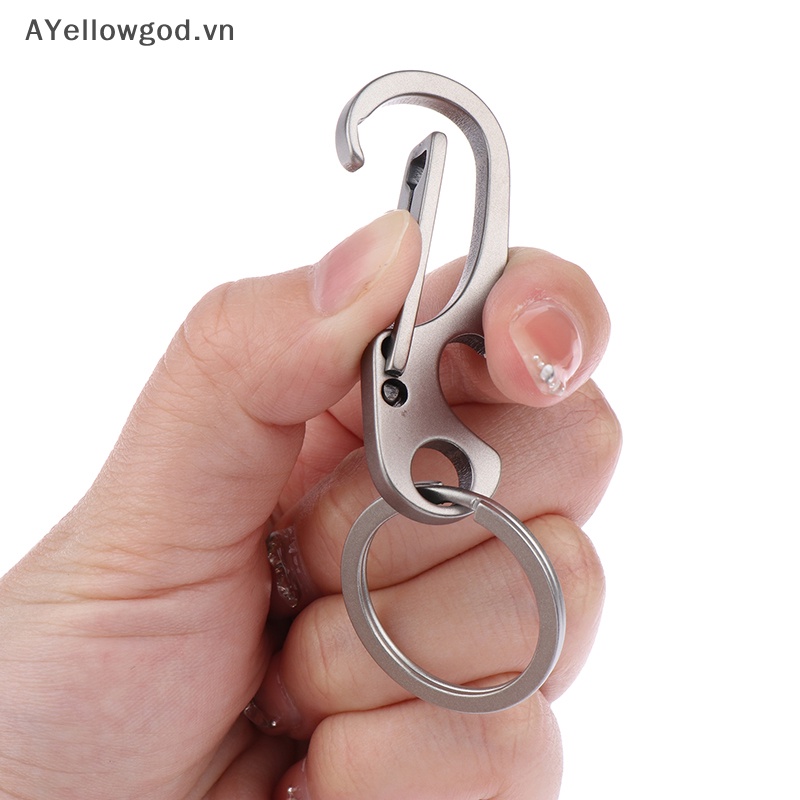 Ayellowgod 1pc titanium alloy carabiner multi-function keychain outdoorwaist treo chain ring buckle beer bottle opener tool vn