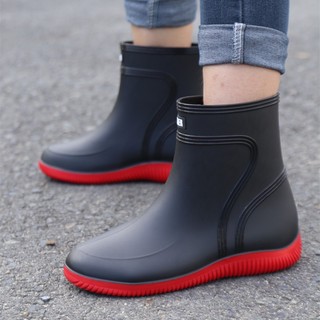 Mid-tube rain boots men's water shoes, low top rain boots, waterproof non-slip kitchen rubber shoes, work shoes
