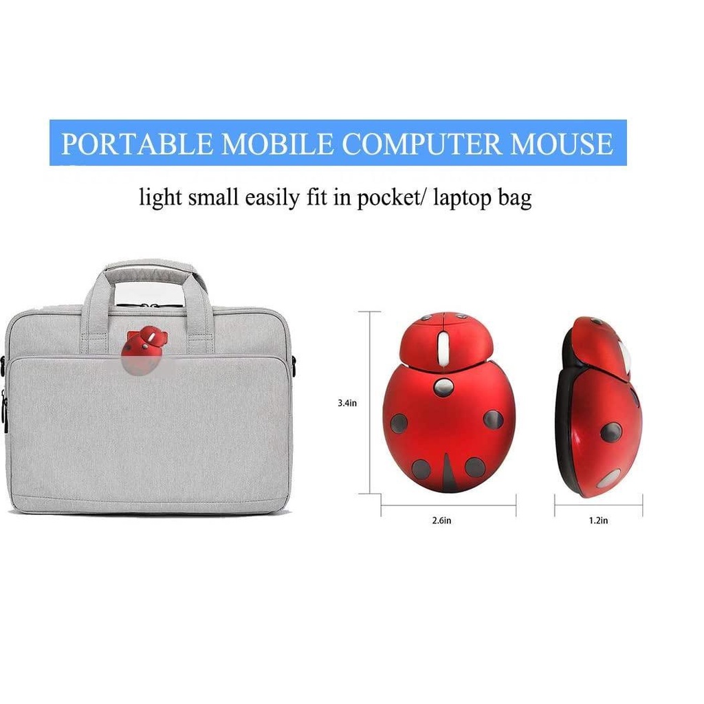 Chuột không dây 2.4g di động mini hoạt hình động vật bọ rùa hình dạng 3000dpi Chuột không dây di động với bộ thu usb cho pc mac máy tính xách tay máy tính xách tay