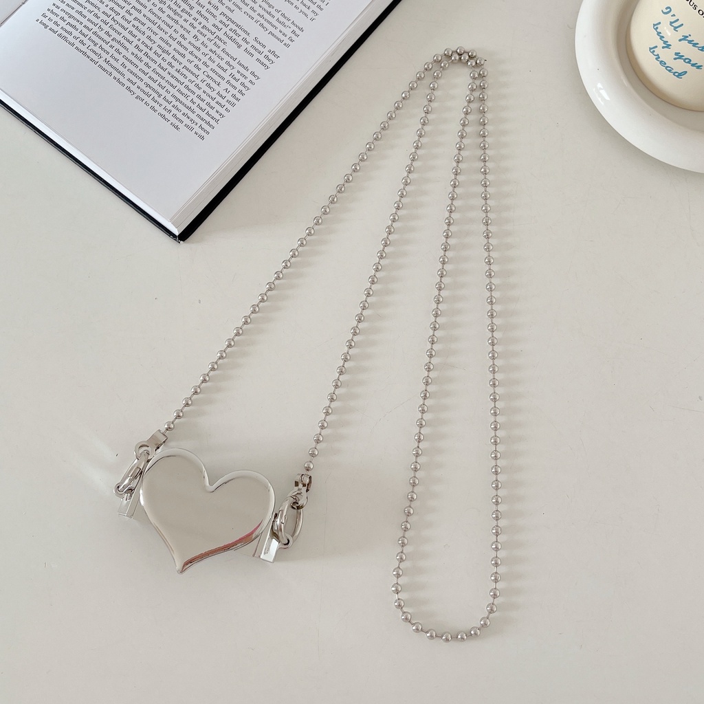 Ins nâng cao mạ bạc trái tim kim cương hoa trở lại kẹp chéo dây buộc điện thoại vòng đeo tay điện thoại dây buộc điện thoại mặt dây mất phụ kiện điện thoại