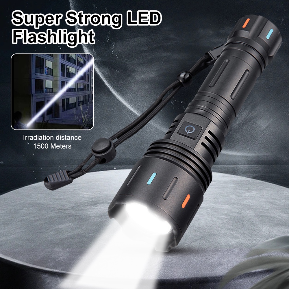 Annelc đèn pin có thể thu phóng mạnh bóng đèn laser trắng 30w 2000lm đèn pin sạc usb-c đèn pin cắm trại đi bộ đường dài 1500m