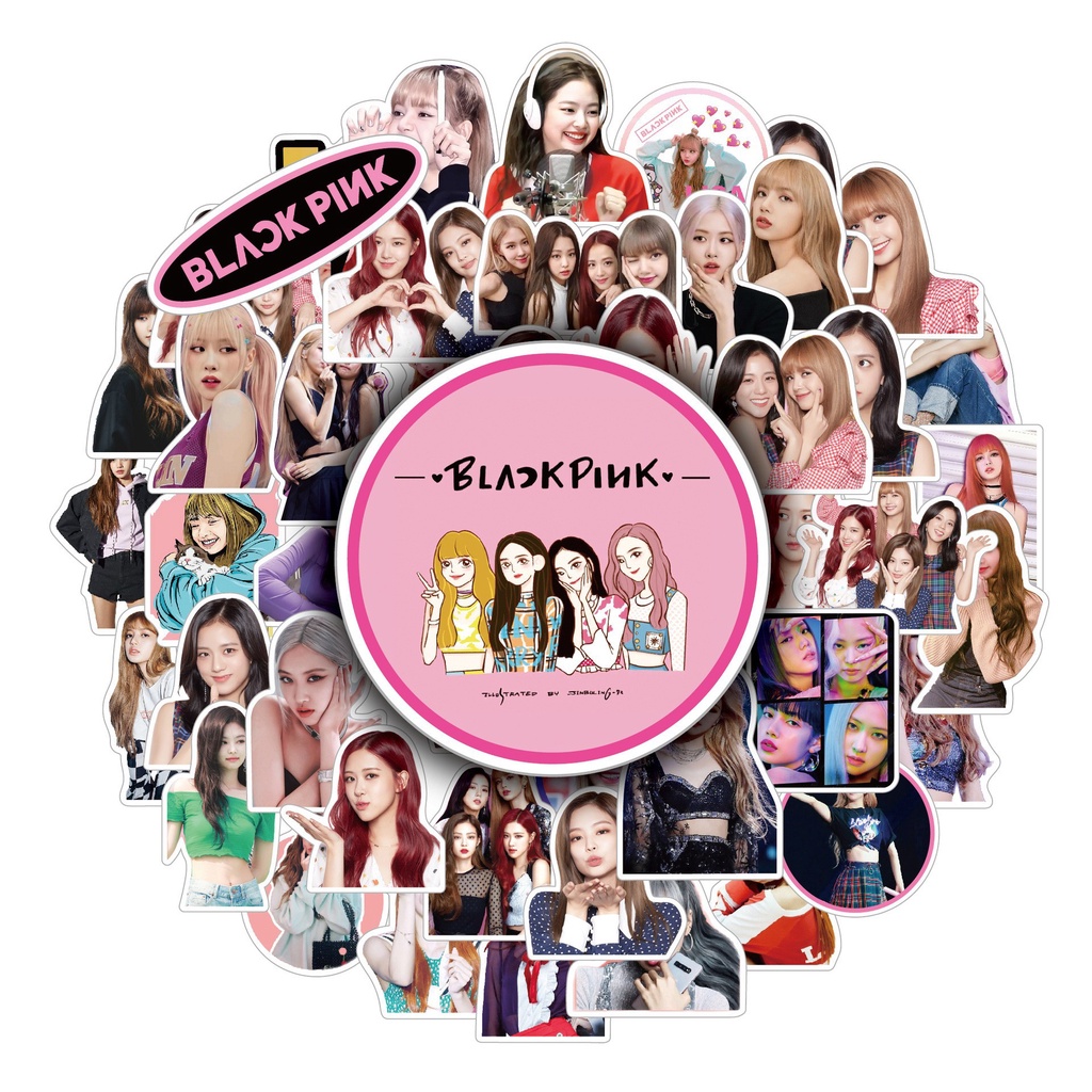 50 cái nhóm nhạc nữ k-pop hàn quốc blackpink dán cho mũ bảo hiểm xe đạp tài khoản tay bút chì hộp đề can lanlanstickersworld