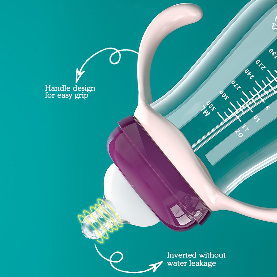 Bình Sữa Có Tay Cầm Và Ống Hút Dung Tích 240ml Cao Cấp Dành Cho Em Bé