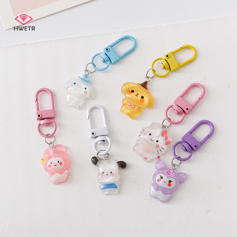 Hwetr sanrio keychain keyring for friend couple bag hello kitty mặt dây chuyền xe hơi airpods hộp điện thoại charm phụ kiện trang sức mới