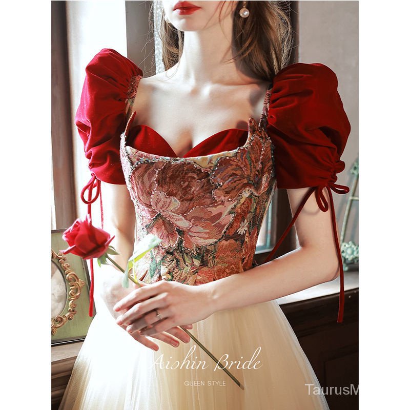 Niche bridal toast dress 2023 phong cách mới nhất đính hôn đám cưới cao cấp ánh sáng sang trọng 18 tuổi lễ người lớn váy dạ hội váy nữ
