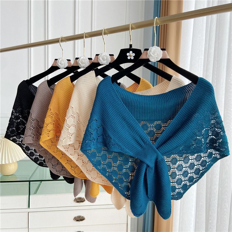 Mẫu đuôi quạ khăn choàng nhỏ váy phụ nữ kiểu mỏng bảo vệ cổ tử cung phòng điều hòa nhiệt độ dệt kim góc tròn vai