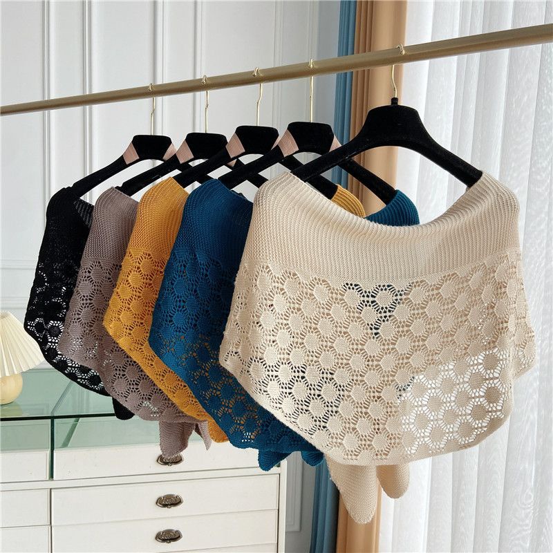 Mẫu đuôi quạ khăn choàng nhỏ váy phụ nữ kiểu mỏng bảo vệ cổ tử cung phòng điều hòa nhiệt độ dệt kim góc tròn vai