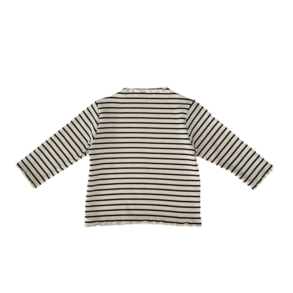 Ins autumn new style girls half turtleneck fungus edge bottom shirt thời trang baby girl floral thin long-sleeved top beun
