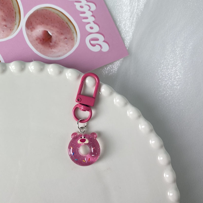 Móc khóa gấu dâu cute Móc Chìa Khóa Acrylic Hình Gấu Và Dâu Tây Dễ Thương