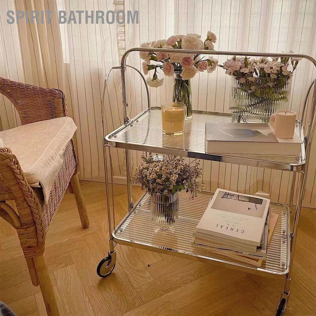 SPIRIT Bathroom Lưu Trữ Xe Đẩy 2 Tầng Thủy Tinh Tổ Chức Tiện Ích Kệ Di Động Cho Phòng Ngủ Khách Ăn