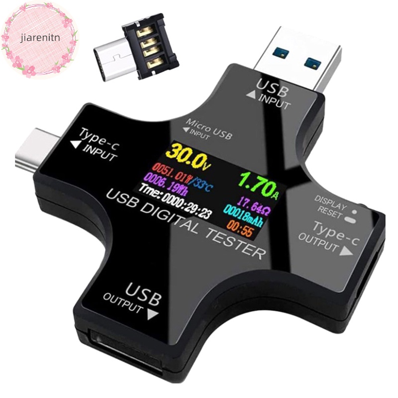 Jiarenitn new type-c pd usb tester dc digital voltmeter amperimetor voltage current meter máy dò ampe kế chỉ báo bộ sạc vn