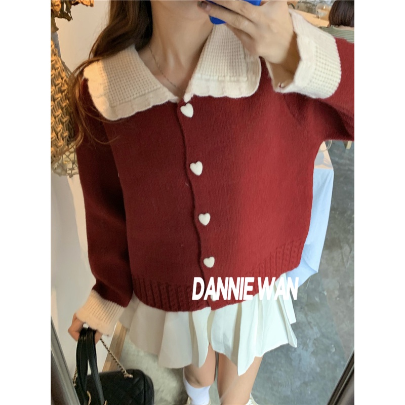 DannieWan  Áo Len áo cardigan áo nữ len Dễ thương Thể thao Fashion Cổ điển A21K03X 36Z230909