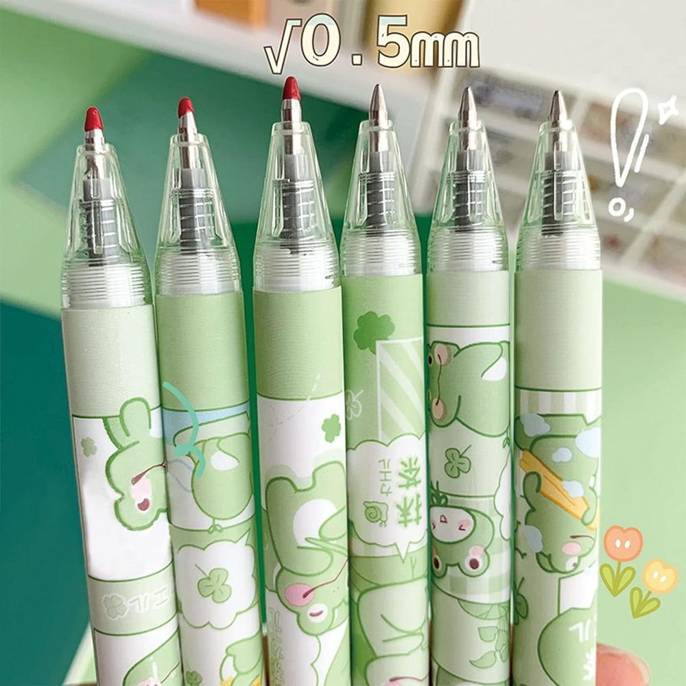 UUMIR Set 6 Bút Mực gel Hình Mèo Đen / Xanh Lá Dễ Thương