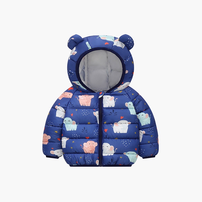 Áo khoác BEIBEIYIN có mũ trùm đầu dày dặn ấm áp họa tiết hoạt hình dễ thương thời trang dành cho trẻ em 90cm 130cm